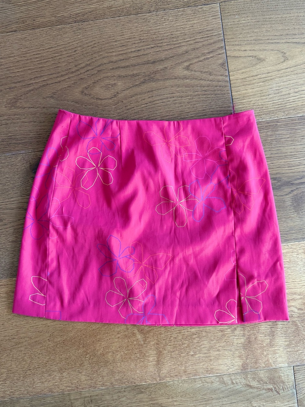 Express Hot Pink Floral Embroidered Mini Skirt